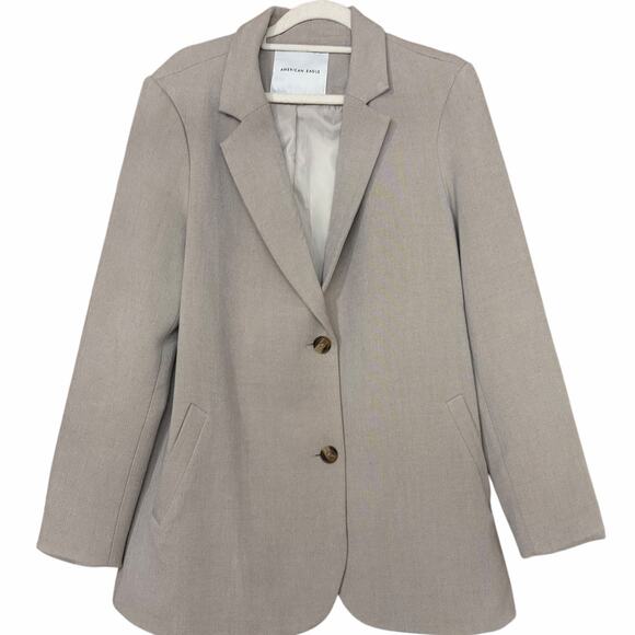 American Eagle AE Women's Solid Blazer Medium Tan Long Modern Office Workwear - Picture 3 of 10
